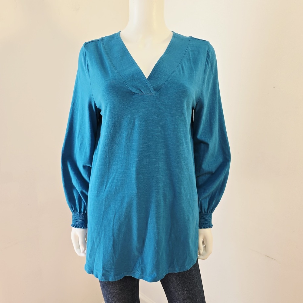 Soft Surroundings Knit Top Size M Long Sleeve Cotton Blend Minimalist Cottage